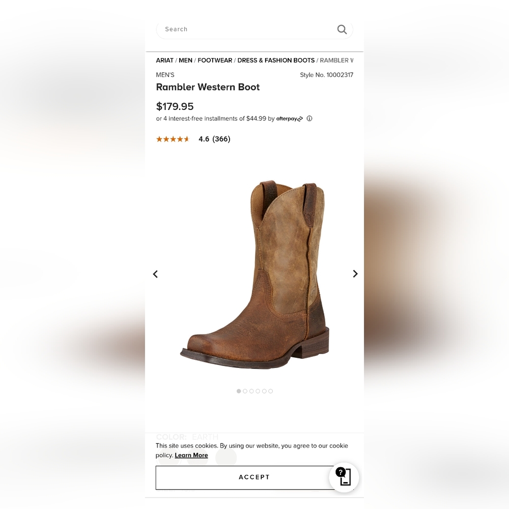 Ariat Rambler boots 9.5D color ( Earth)